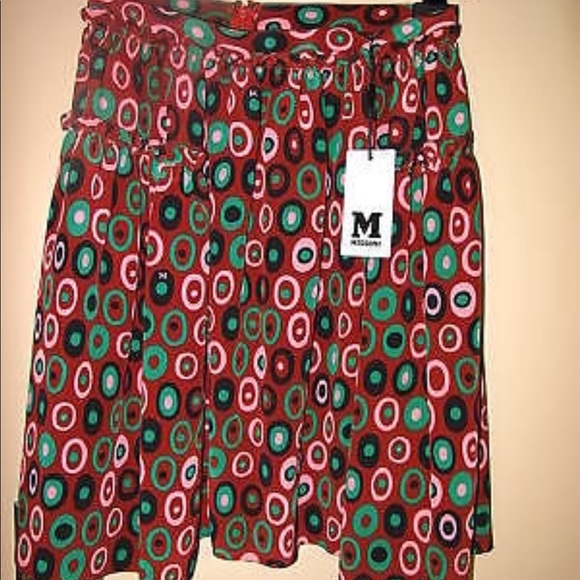 Missoni Silk Skirt Logo Scarf Print 42 Y2K Vintage XS Silk Chiffon Coquette New - Picture 2 of 16